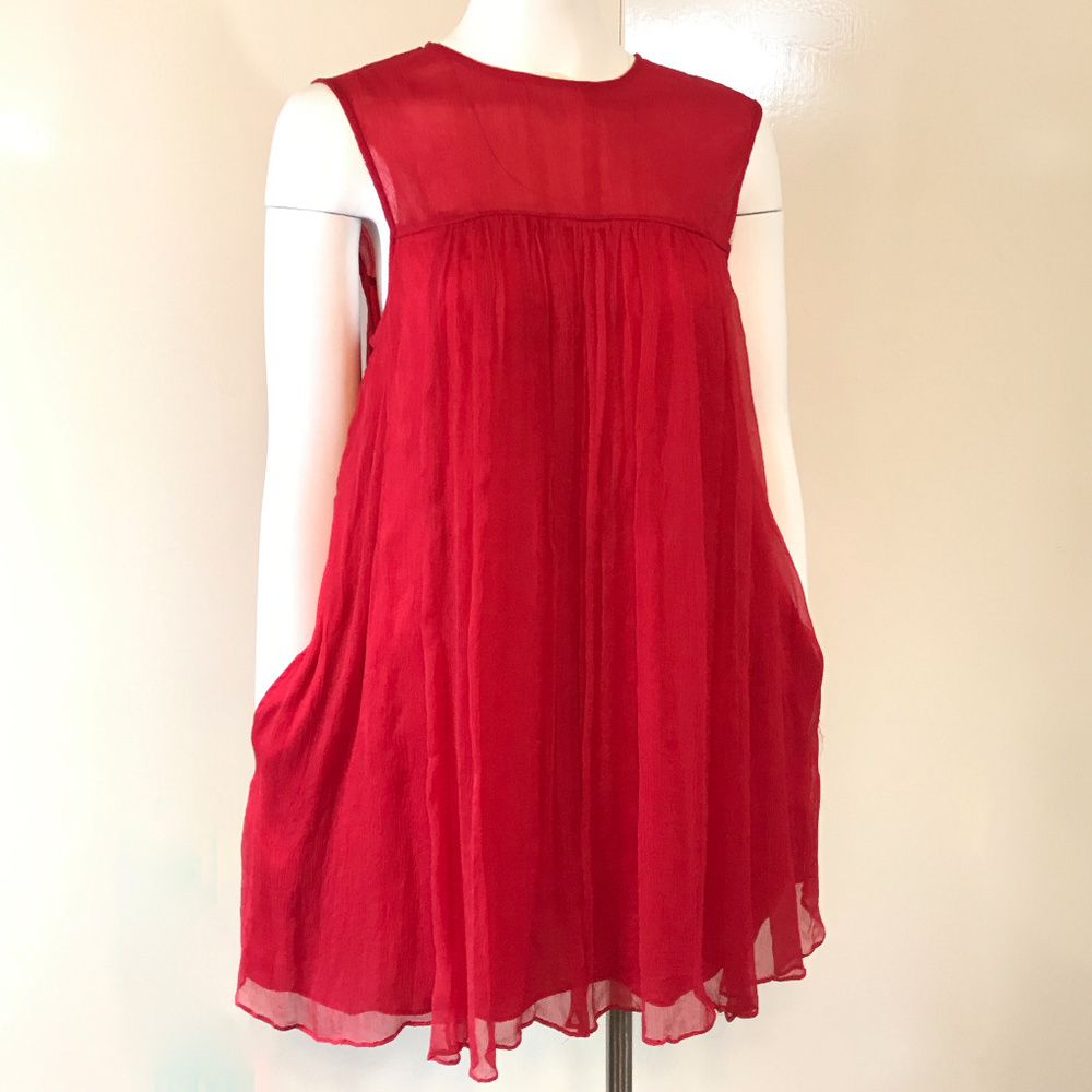 Free people baby doll organza red dress